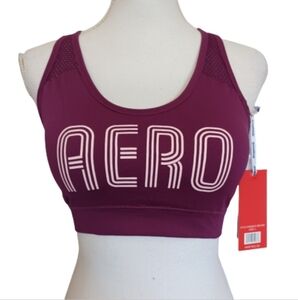 Aero Burgundy Sports Bra Aeropostale Logo Athletic Active Gym Top New with Tags